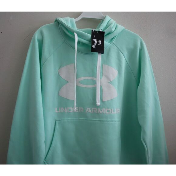 Under Armour 1362915-335 Women's Sz 1X Aqua Foam/Green Rival Fleece Logo Hoodie - Picture 3 of 9